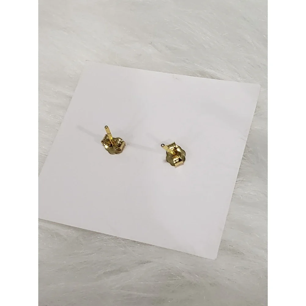 NEW JaxKelly Mother of Pearl Stud Earrings EVIL EYE dainty gold tone